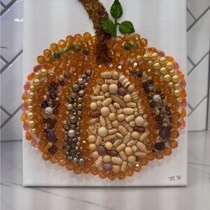 Beaded Pumpkin 8x10 wrapped Canvas